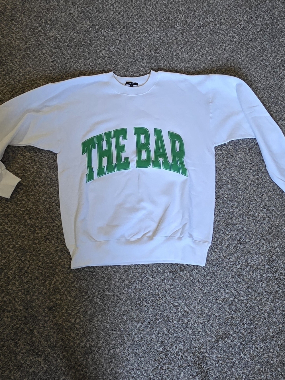 The Bar White Crewneck Sweatshirt with Green Logo - Picture 3 of 5
